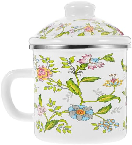 Amosfun Emaillebecher 750 Ml Großes Fassungsvermögen Robuster Retro Trinkbecher Für Kaffee Tee Wasser Mit Rutschfestem Griff Für Haushalt Und Büro