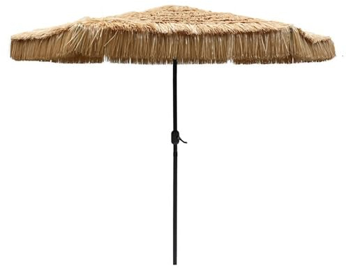 270cm Parasol de Hawaïen, Parasol de Plage en Paille de Riz Pliable pour Jardin, Balcon, Plage, Terrasse