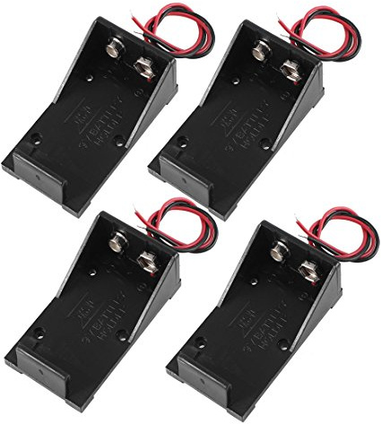 JONKYFR Support de Batterie, Support de Batterie, Boîte de Support de Batterie en Plastique Noir, 4 pièces, avec Fils de 6 Pouces for Piles 9V