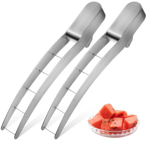 Alipis Affettatrice Per Anguria 2 Pezzi Utensile Da Taglio Per Cubetti Di Anguria Portatile In Acciaio Inossidabile Forchetta Per Anguria Da Frutta Scavino Per Melone Per Gadget