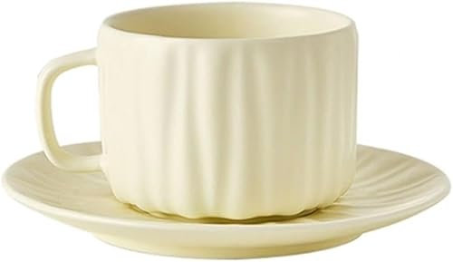 WERLIN Coffee Mug 220ml/7.4oz Mug Set Ceramic Simple Large Tea Cup with Saucer and Spoon Office Coffee Mugs Reusable Coffee Tea Cup