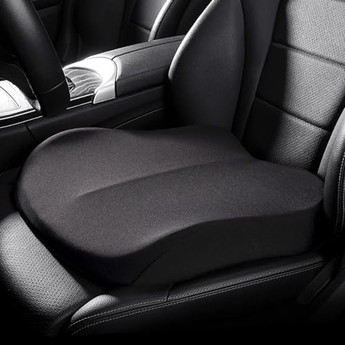 Sitzkissen Sitzerhöhung Auto Erwachsene, 10cm Memory Foam Keilkissen Auto Sitzkissen für Kleine Autofahrer, Tragbares Autositzkissen Fahrersitz für Auto, LKW, Bürostuhl,Cloth Black