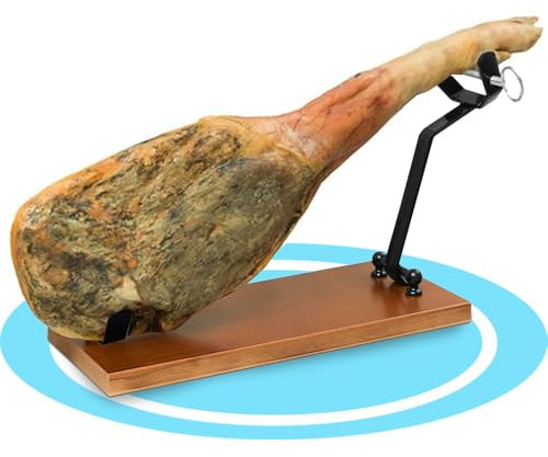 Dekohome Support à jambon pliable, support à jambon en bois de pin haute résistance, ferrures en fer noir et pics en acier inoxydable, base antidérapante, support pour jambon, 52 x 16,8 x 29 cm