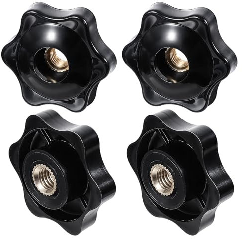 4 dadi con impugnatura a stella M6, dadi a stella, vite a forma di stella, nero a forma di stella, vite zigrinata con filettatura interna, bottone a morsetto, dado zigrinato