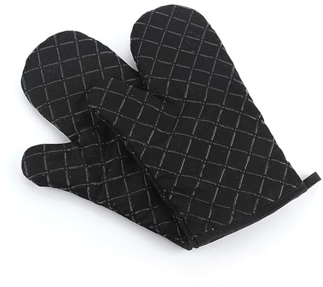 1 Paar Premium Silikon Ofenhandschuhe, Ofen Handschuhe, Topfhandschuhe zum Backen, Hitzebeständig Ofenhandschuhe, Topfhandschuhe, Kochhandschuhe, Geeignet für Küche, Grill, Kochen, Backen (Schwarz)