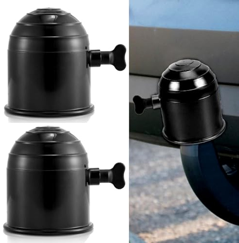 Ezranova 2Pcs Tow Ball, Towing Bar Ball Covers, Trailer Hook Ball, Hitch Caravans Towball Protector, Towing Socket, Auto Tow Bar Ball Cap For Car, Truck ，Caravan，Trailer, RV (black)