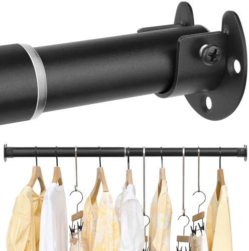 FIRJOY Kleiderstange Garderobenstange Ausziehbare Kleiderstange Schrank Teleskopstange Verstellbare Geeignet für Kleiderschränke,Garderobe (Schwarz, 40-130 cm)