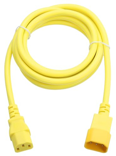 sourcing map 6ft 18 AWG Yellow 18/3 Universal Power Cord C14 to C13 10A 250V 3-Prong Extension PDU Power Cables for PC,Computer,Printers,TV,AC Adapter,Laptop,Monitor