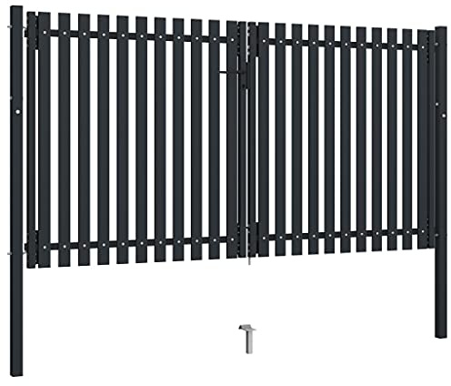 Doppelflügel Zauntor aus Stahl 306x200 cm in Anthrazit - Hochwertiges Garten Tor für Einfahrten und Grundstücke - Robust, Langlebig und Sicher