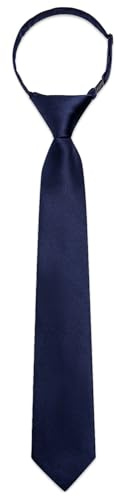 Ailisus Jungenkrawatte, Seide, einfarbig, vorgebunden, Kinder-Krawatte, verstellbar, formelle Hochzeit, Schule, Abschlussfeier, dunkles marineblau, One size