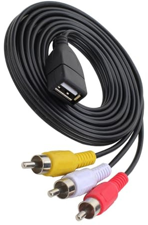 YUNNIAN Adaptateur USB femelle vers 3 RCA mâles - Convertisseurs de son - Câble vidéo USB vers 3RCA pour câble HDTV