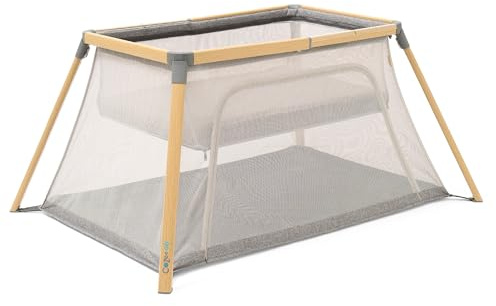 Tutti Bambini CoZee® Go 3-in-1 Reisebett, Babynestchen & Laufstall | Faltbares Reisebett mit Matratze | Ab Geburt bis 3 Jahre | Eiche & Anthrazit