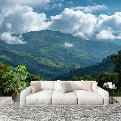Sala de estar Fotomurales 200x140 cm Plantas Del Bosque De MontañA Tejido No Tejido Fotomurales Azul Mural Se aplica a Pared Panorámico Para Dormitorio TV Pared Murales Póster