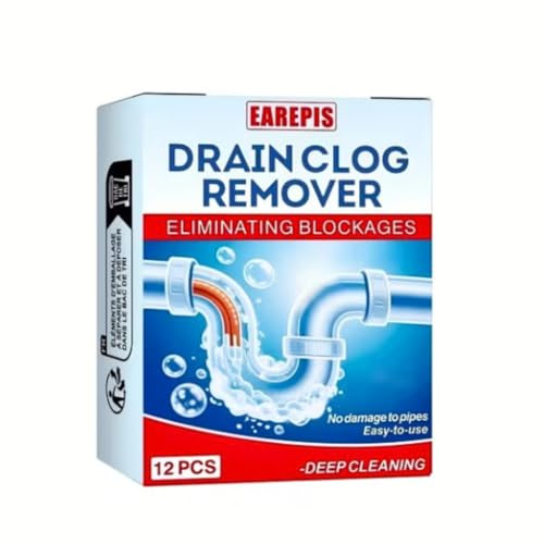 Drain Opener & Pipe Cleaner Tablet – Unblocks Hair, Food Residue & Odors – Bathroom, Kitchen & Toilet Drain Cleaner – Extra Strong, Durable Sink & Shower Cleaner 12 Pieces
