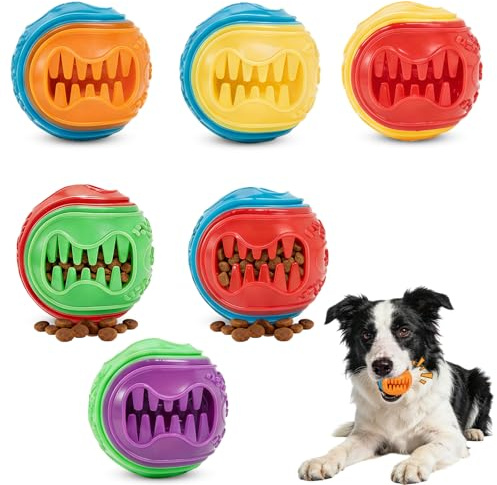 PYOCRD Pelota de aperitivo para perros - Pelota de comida robusta para el cuidado dental y juguete de inteligencia - Pelota interactiva para perros pequeños y medianos