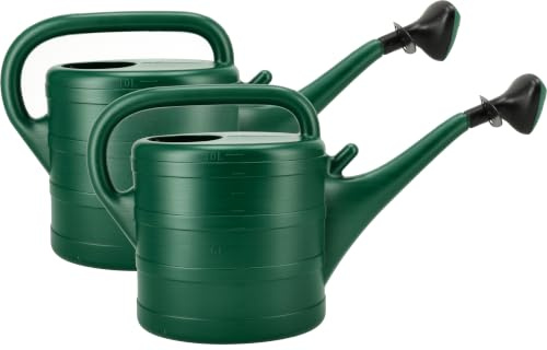 Arrosoir 10 Litres Lot de 2 - Arrosoir de Jardin Vert avec Tête de Pulvérisation - Arrosoir Plantes en Plastique pour Jardin, Balcon, Plantes d'Intérieur, Fleurs et Potager