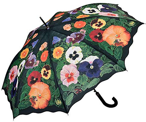 VON LILIENFELD® Ombrello Fiore Viole del Pensiero Tema Pioggia Lungo Automatico Stabile Colorato Donna