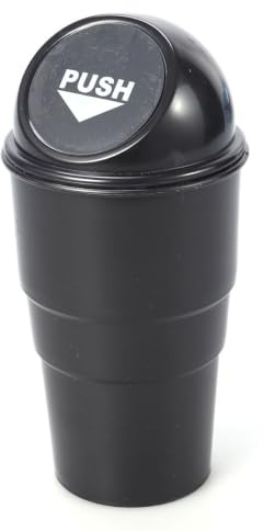 VOSAREA Poubelle De Voiture Avec Couvercle Boîte De Rangement Compatible Porte-gobelet Console Ou Porte Noir
