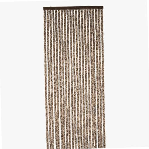 WERKA PRO Rideau Chenille Marron et Beige - 90 x 220 cm - Protection Contre Insectes et Poussière - Tringle Ajustable et Anneaux de Suspension - Fibres Synthétiques Anti Effilochage