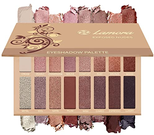 Palette Ombretti Trucchi Make Up Occhi - 16 Colori Nudo Satinati e Matte Professionali - Altamente Pigmentata, Caldo Bronzo Naturale - Set Vegano/Non Testato Sugli Animali