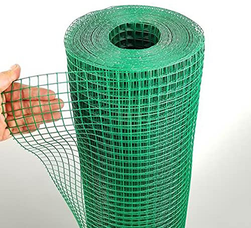Clôture en Treillis Métallique Enduit de PVC Vert Taille de Maille de 3 Cm Diamètre Fil de 1,5 Mm Rouleau Clôture en Fil Galvanisé pour Le Jardin Filet Volaille Fil de Tissu de Matériel 40 Po X 60 Pi