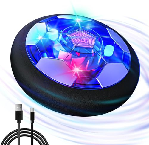 Hot Bee Jungen Spielzeug für Kinder, Air Power Fußball, Hover Fussball Indoor mit LED Geschenke ab 3 4 5 6 7 8 Jahre Jungen Mädchen Kinderspielzeug 3-8 Jahre, Wiederaufladbar Fußball Spiele Kinder