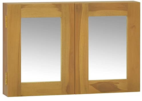 vidaXL Spiegelschrank 60x10x40 cm Massivholz Teak, Holzschrank, Badschrank mit Spiegel, Badschrank, Massivholzschrank, Badezimmerschrank