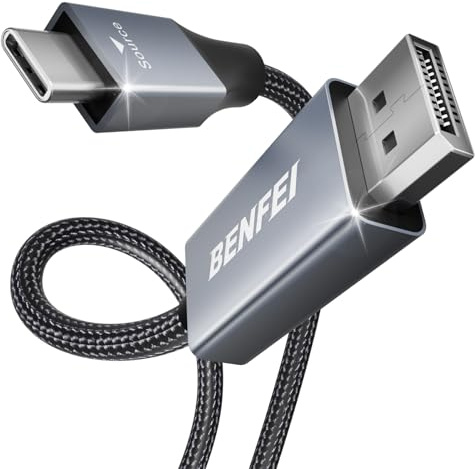 BENFEI USB C auf DisplayPort Kabel 3M (4K@144Hz/120Hz/60HZ, 2K@240Hz/144Hz), USB Typ C (Thunderbolt 5/4/3) zu DisplayPort Kabel für iPhone 15 Pro/Max MacBook Pro/Air 2023 iPad Pro iMac S23 XPS 17