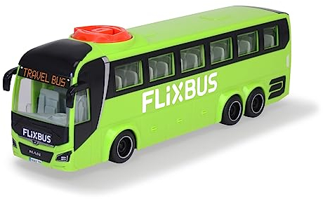 Dickie Toys MAN FlixBus Grün (26,5 cm) - Lenkbarer Bus Spielzeug mit Freilauf & öffnenden TüRen - Lizenzierte Spielzeugautos für Kinder ab 3 Jahren - Reise-Autobus zum Spielen - 203744015