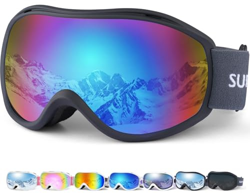 Supertrip Lunettes de ski pour homme et femme - Lunettes de ski anti-buée - Protection UV - Lunettes de snowboard pour adultes et jeunes
