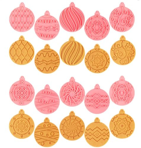 PTaizjjz 10 Stück Weihnachts-Ausstechformen, Kunststoff Weihnachten Keksausstecher, Kugeln-Form, Plätzchen-Stempel für Kekse Backen, Weihnachtsdekorationen