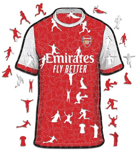 Iconic Puzzles Arsenal tröja, officiellt licensierat träpussel, 100% hållbart, present till vuxna och barn, storlek S, 150 bitar