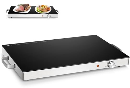 GiantexUK Electric Food Warmer, Stainless Steel Buffet Tray with Adjustable Temperature Control, Handles & Anti-Slip Foot Pads, Food Warming Plate for Home Restaurant Dinner (64x38x6.5cm) | with Adjustable Temperature Control, Handles & Anti-Slip Foot Pads, Food Warming Plate for Home Restaurant Dinner