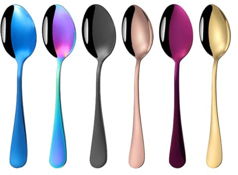 6 cucharas de café, cucharas de café de acero inoxidable, cucharas de postre, cucharillas para niños, vajilla occidental, cuchara pequeña, juego de vajilla adecuado para restaurantes, tiendas de