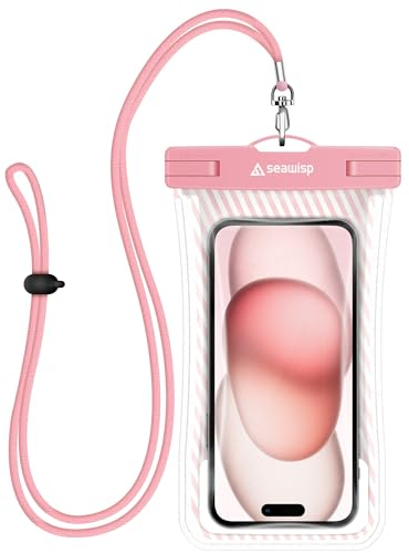 Seawisp wasserdichte Handyhülle mit Lanyard [Schwimmfähiges Design], Unterwasser IPX8, Universelle wasserfeste Handytasche kompatibel mit iPhone 15 14 13 12 11 Galaxy S24 bis 7 Zoll, Rosa