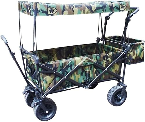 CRBUDY Einkaufswagen Lagerwagen Klappbarer Gartenwagen Einkaufswagen Robuster Wagen mit Überdachung Multifunktions-Einkaufswagen für den Außenbereich Handwagen