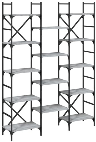 SDWEHO7 Bücherschrank Wohnzimmer Regal Bodenstehendes Bücherregal Standregal Büroregal, Grau Sonoma 127,5x28,5x172,5 cm Holzwerkstoff
