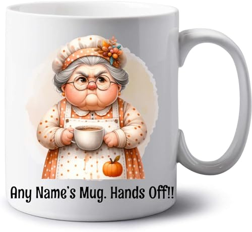 GOPERSONALISED Grumpy Granny Hands Off My Mug Personalised Jumbo 20oz Mug Extra Large Tea Coffee Big Mug Funny Sarcasm Custom Name Cup Work Gifts (Design 6)