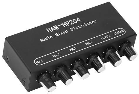 Stereo Mixer Distributor, 6 Channel 3.5mm HiFi Audio Mixer Headphone Amplifier Switcher Splitter 2 In 4 Out Mixer Controller Audio Headphone Stereo Amplifier