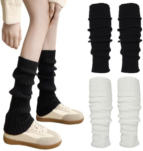 CJQRL 2 Paar Stulpen Baumwolle Damen, Gestrickte Beinwärmer für Frauen, Ballettstulpen Stulpen Legwarmer - Atmungsaktiv, Bequem und elastische Beinwärmer zum jeden Tag, Tanzen