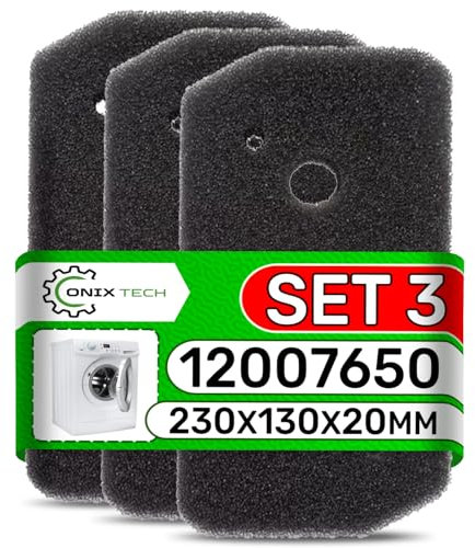3 Pezzi Spugna Filtro Asciugatrice 230 x 130 x 20 mm con Codice Originale 12007650 Adatto per Bosch per Siemens per Balay per Constructa - ONIX TECH