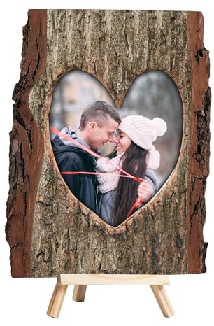 Wasetell Personalisiertes Foto, Holzscheibe, individuelles Paar, Holzbild, Valentinstag, Bilderrahmen, Handwerk, Holz, gebranntes Bild, Plakette, Hochzeits-Bilderrahmen, Geschenke für Jahrestag,