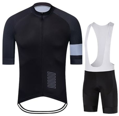 Herren Kurzarm Fahrrad Trikot Set Atmungsaktiv Schnell Trocknend Radtrikot und Trägerhose Sommer Radfahren Kleidung mit Shorts Rennrad Fahrradbekleidung Set