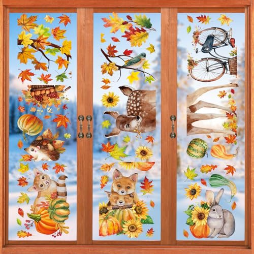 Tapvai 9 Lascia vetrofanie, 68 pezzi di foglie finte per decorazioni, immagini per il bar della stanza per bambini, decorazioni per la casa del Ringraziamento, ornamenti per feste di gratitudine