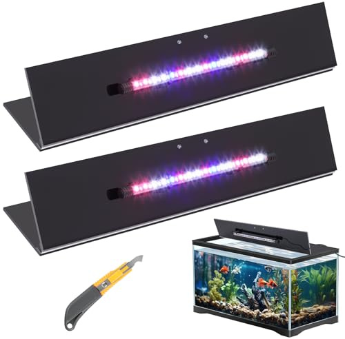 Sieral Aquarium Lids Canopy with LED Light, 5 Pcs, Black, 48 x 18 Inch