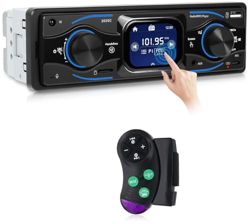 NHOPEEW Radio para Coche 1 DIN con Pantalla táctil de 2,7 Pulgadas - Compatible con MP3, Radio, Manos Libres, Interfaz ISO, Ecualizador, FM, Bluetooth, Luces de Colores - Carga AUX, U Disk y Type C