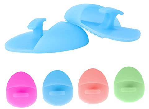 Spazzola Viso Pulizia in Silicone, 2 Pezzi, Manuale | Massaggio Cutaneo, Rimozione Trucco e Impurità, Impugnatura Facile, Esfolia Cellule Morte Colore Casuale