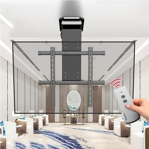 Motorized Ceiling TV Mount with Remote and Switch Control - Electric TV Lift for Large Screens, Perfect for Home Theaters and Living Rooms