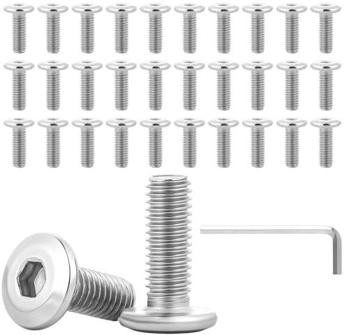 Kayqbonke 30 Stück M8 x 16mm Flachkopfschrauben Mit Innensechskant, 304 Flachkopf Vollgewinde Schrauben, Edelstahl A2 V2A flachkopfschrauben für Mechanischen Geräten, Elektronischen Geräten