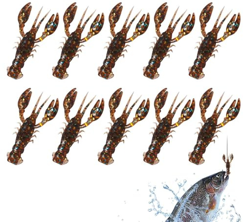 Yidueace Crawfish Lure - Krebsimitat Langsam Sinkendes Kunstköder-Set 10er Set - Natürlicher Duft Realistischer Weichköder Für Süßwasser Salzwasser Angler Enthusiasten